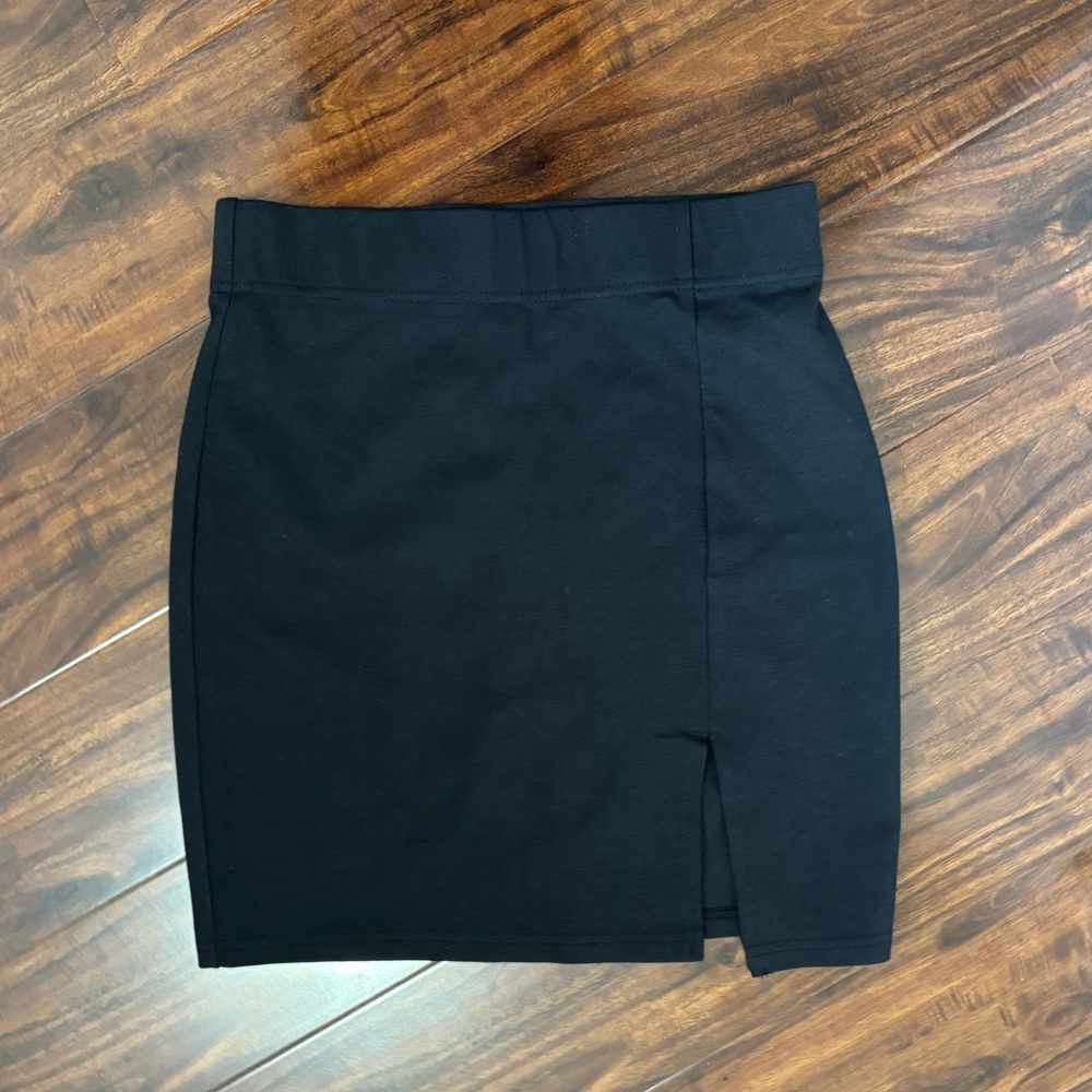 Black Mini Skirt with Side Slit